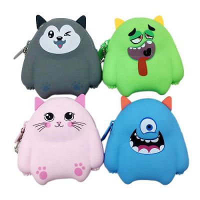 China Fashion Cartoon Custom Printing Monster The Small Pattern The Silicone Coin Purse Earphone Storage Bag for sale