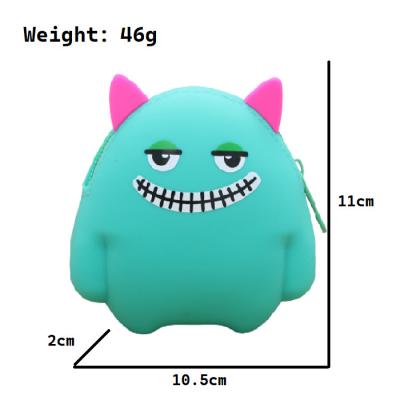 China Mini Bag Children's Custom Made Super Cute Sweaty Zipper Small Push Up Silicone Cartoon Monster Silicone Students' Day Gifts Students for sale