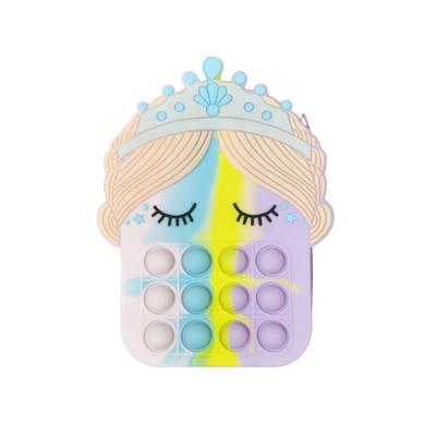 China Young & Rich Custom Color Princess Bubble Zipper Bag Little Girl Chess Board Wallet Pop Silicone Creative Cute Coin Purse for sale