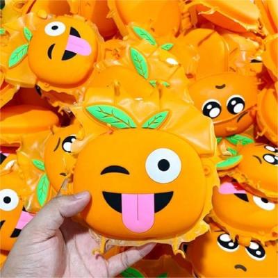 China Fanshion Shape Silicone Chat Expression Zipper Bag Childish Childish Orange Children's Day Gift Flexible Boy Girl Storage Packages for sale