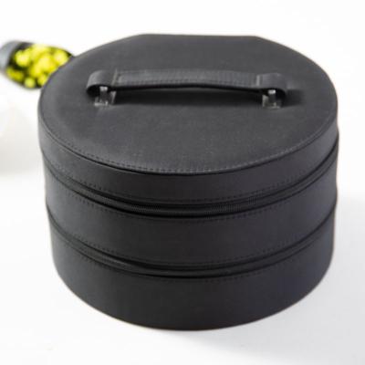 China Luxury What Sales Black PU Leather Organizer Two Layers Around Pro Table Jewelry Packaging Gift Box With Zipper For Earring Necklace for sale