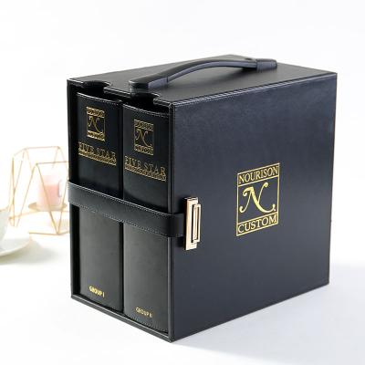 China Fashion pro table design custom luxury handmade black carton box shape book form jewelry display gift private label UV coating for sale