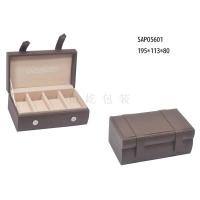 China Luxury Wooden Framed Solid Wood PU Watch Box Storage Box For Four Watch for sale