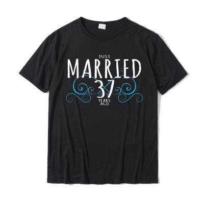 China Anti-pilling Design 100% Cotton Mens T Shirts 37th Anniversary Couples Just Married 37 Years Ago Wholesale Supplier Cheap Top Tee T Shirt for sale