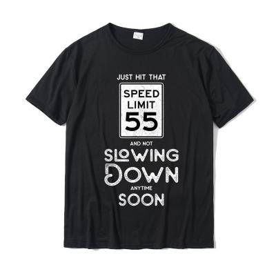 China Anti-pilling Male Sign Indicating Speed ​​Limit T-Shirts Fifty-Fifth Birthday Idea 55 MPH T Shirt Men Top Cotton Unisex Motor Funny Tee Shirts for sale