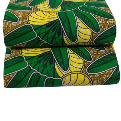 China 2021 High Quality Breathable Green Color Real Wax Print Cotton Fabric African Wholesale African Wax Print Fabric for sale