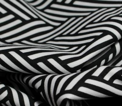 China Black And White Memory Stripes Design Products Scatter Printed 100% Polyester Fabric Chinese Supplier for sale