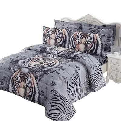 China Hot Sale 3D Print Tiger Design Disposable King Size Microfiber Bedding/Quilt Set High Quality Queen 2109 for sale