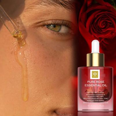 China Anti Aging Natural Rose Face Oil With Petals Moisturizing Skin Whitening Facial Oil Private Label Essential Oil Custom Made (New) for sale