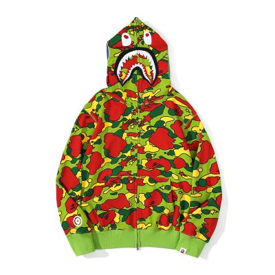 China Bape Head Shark Camouflage Halloween Hoodie 3D-print Antibacterial Fashion New Oversized Zipper Men's Hoodie for sale