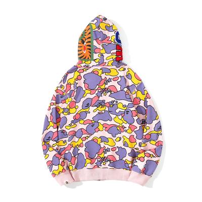 China Bape hooded hoodie fashion antibacterial shark wholesale price new type in purple camouflageMen Bape sweatshirt with zipper for sale