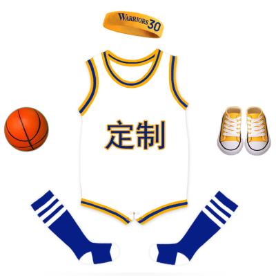 China One-Piece Basketball Baby Crawling Suit Baby Sports Uniform Tank Top Antibacterial Children's Basketball Baby Uniform for sale