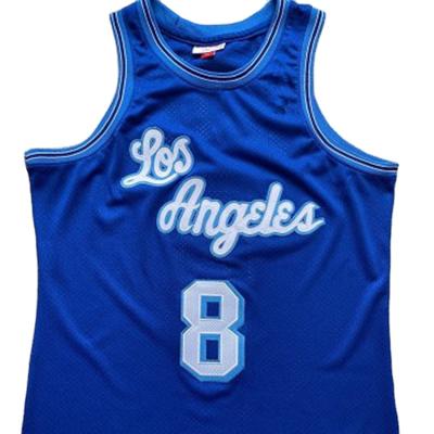 China 8# Line Visibility Antibacterial Mens Basketball Tank Top Polyester Blue Color Breathable Quick Dry With Numbers Tank Top Lace Basket for sale