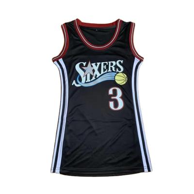 China Breathable Quick Dry Women's Basketball Wear Pressure #3 Iverson Color Women's Polyester Antibacterial Basketball Dress Tank Top Warm for sale