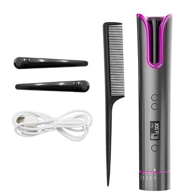 China Automatic Portable Hair Curler Mini Wireless Rechargeable Hair Curler New Wave Promotion Ceramic Curling Iron for sale