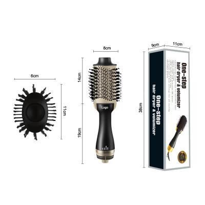 China 1200W Multifunctional Electric Wet & Dry Volumizer Gold 3 in 1 Blow Hot Air Hair Dryer Brush Comb for sale