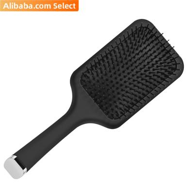 China Salon Barber One Step Hair Styler Black Paddle Brush Hair Extension Brush Home Detangle for sale