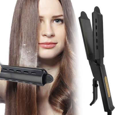 China Wet and dry steam hair straightener outdoor hair straightener dropshipping ceramic tourmaline steam hair straightener for sale