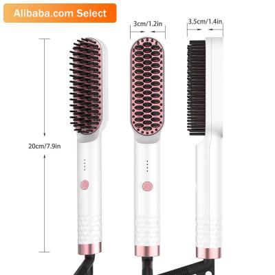 China Home 360 ​​Rotation LED Display Beard Comb Hair Styling Ceramic Hair Straightener Brush for sale