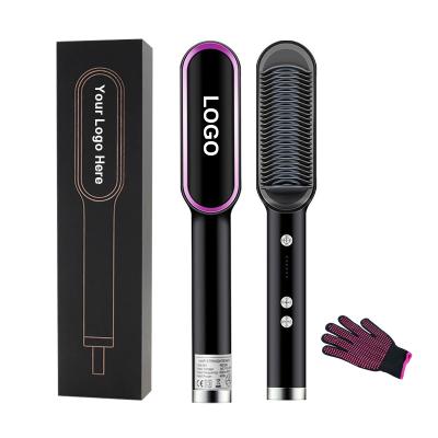 China 2021 Multifunctional Ceramic Hair Straightener Straightening Comb Sweep Passionate Electric Hair Straightener Brush for sale