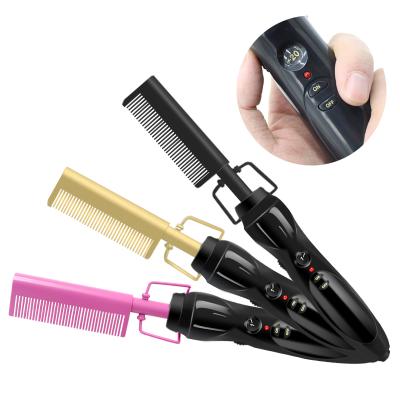 China Salon Home Barber Shaver 500 Degree Hot Comb Hair Straightener Electric Pink Curler Hot Combs for sale