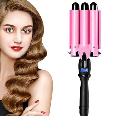 China Salon Promotion Travel Home Hair Curling Irons Professional Three Barrel Hair Curler Hair Styling Product for sale