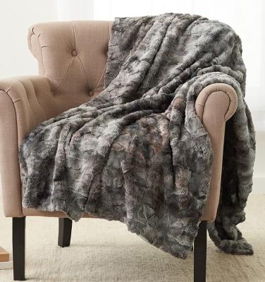 China Pinzon Frost Gray Same Faux Fur Anti-Static Throw Blanket on Amazon for sale