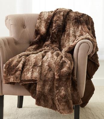 China Anti-Static Faux Fur Throw Blanket Alpine Brown From Pinzon Same On Amazon for sale