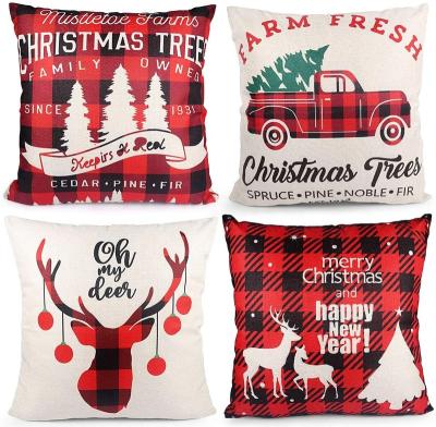 China Christmas Anti-Static Pillowcases, Soft Cotton and Cushion Canvas Square Pillowcases, Home Decor and Decorated Christmas Tree Bedroom Sofa for sale