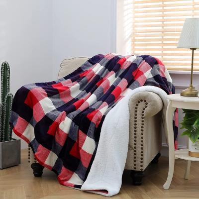 China Anti-static printed flannel with lamb blanket, bed cover, comfortable and soft for all seasons for sale