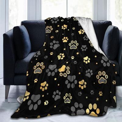 China Anti-Static Digital Printed Blanket, Golden Dog Paw Blanket, Comfortable And Soft For All Seasons Sofa for sale