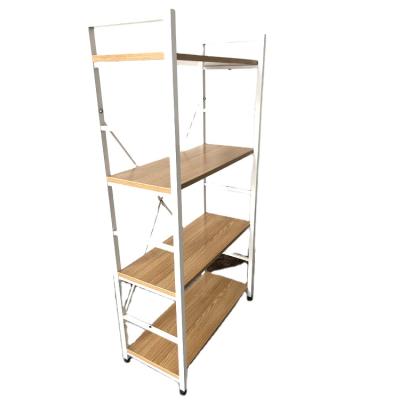 China Stocked 4-Tier Storage Shelf Units Free Standing Corner Display Rack For Living Room for sale