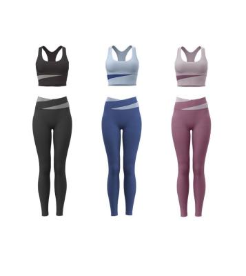 China NEW Breathable Fitness Clothing Women's Shockproof Quick-Drying Fitness Bra Yoga Clothing Set Running Tight Hip Pants Wholesales for sale