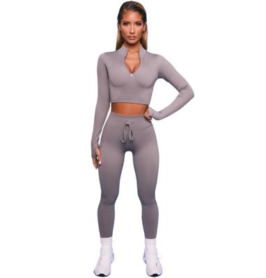 China Custom Logo Breathable New High Waist Fitness Wear Yoga Suit Workout Sets Women Seamless 2 Piece Yoga Set for sale