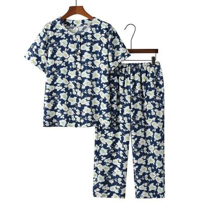 China Wholesale Plus Size Oversized Custom Logo Shorts QUICK DRY 100%Cotton Sleeve Button Down Women Pajamas Set for sale