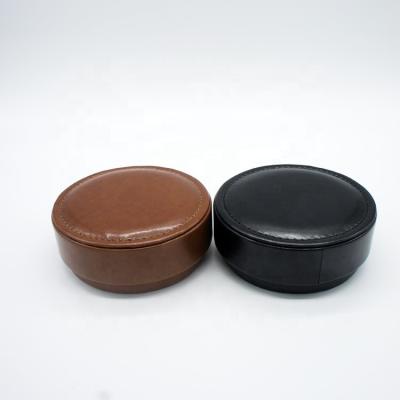 China Leather Round Case For Earphone Factory Direct PU Leather Round Waterproof Earphone Case for sale