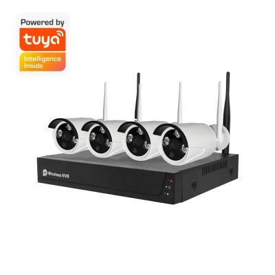 China Wireless cctv built-in wifi tuya siren camera nvr kit with poe dvr full hd ip 2mp 4mp 5mp 4k surveillance ip 8 channel security system for sale