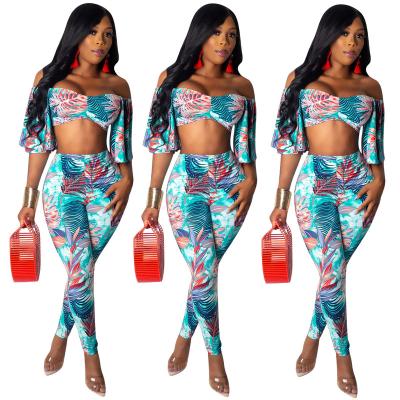 China Sexy Women's Fashion Halter Two Piece Set Club Sexy Party Set QUICK DRY Summer Halter Nightclub Suit Women's Backless Vest Clothing Crop Top for sale