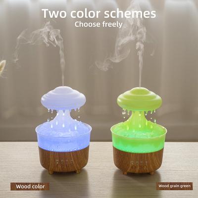 China RV Hot Sale Raindrop Electric Aroma Diffuser Wood Grain Air Rainfall Mushroom Water Drop Rain Cloud Humidifier for sale