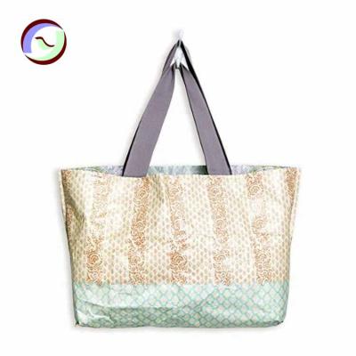 China Dupont Environmental Friendly Paper Colorful Latest Fold Grocery Waterproof Tyvek Foldable Tote Japan Shopping Zip Tote Bag Custom Logo With for sale