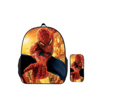 China Hot Spider Man Style Nylon Backpack Set High Quality School Bag Children With Pencil for sale