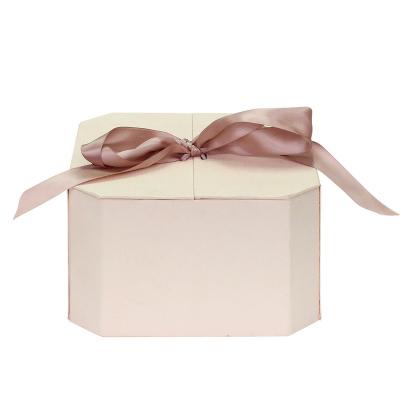 China Custom Materials Luxury Pink Rigid Folding Closure Box Recycled Magnetic Jewelry Gift Packaging Box With Ribbon for sale