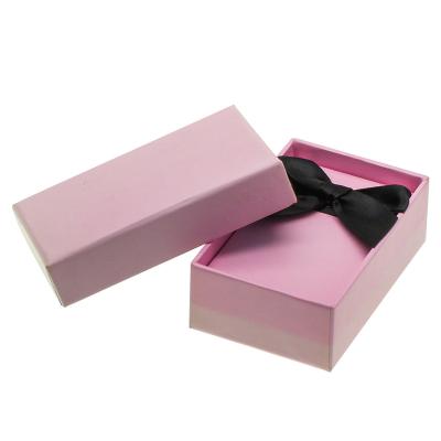 China Double Layer Recyclable Custom Wholesale Luxury Cardboard Small Jewelry Gift Box Lid And Base Box With Bowknot Ribbon for sale