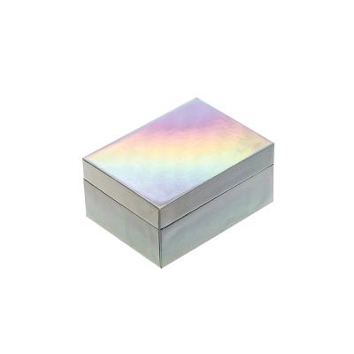 China Recyclable Custom Logo Printed Cardboard Glitter Laser Jewelry Packaging Gift Box Hard Lid And Base Box for sale