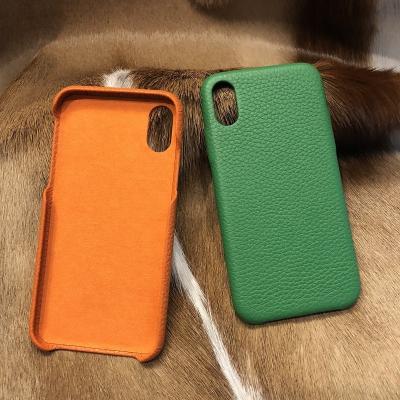 China Full Edge Handmade Genuine Pebble Cover Shockproof Wrapped Leather Phone Case For iPhone XS for sale