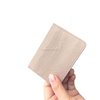 China High Quality Genuine Pebble Leather Business ID Cards Case Credit Card Holder Customized Handmade Mini Wallet for sale