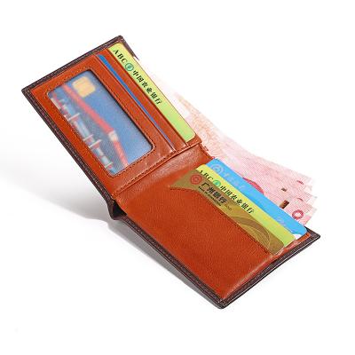 China Fashion Vegan Purse Card Holders Custom Minimalist Pure Oil Wax Genuine Leather Wallets Men for sale