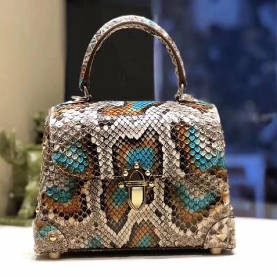 China Fashion luxury exotic skin bags genuine python leather handbag for women's python handbag for sale