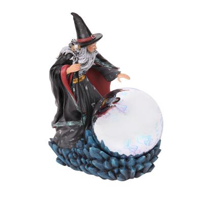 China Artificial made in china poly magician with light ball magician statue for sale