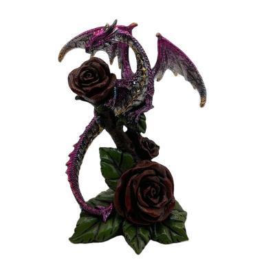 China 2021 Hotselling Artificial Polyresin Purple Silver Dragon Rose Decorative Figurine for sale